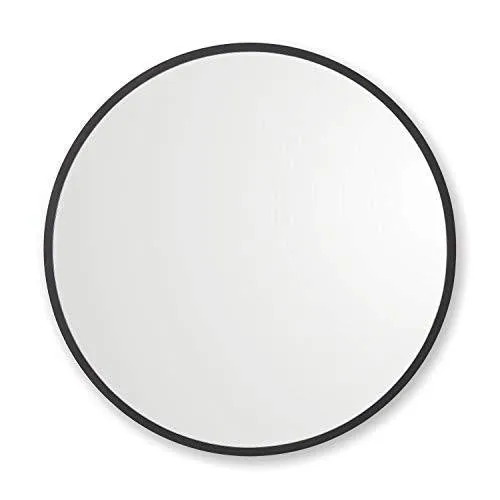 Better Bevel 30” x 30” Black Rubber Framed Mirror | Round Bathroom Wall Mirror