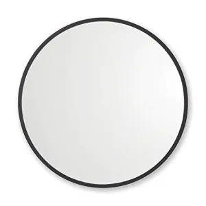 Better Bevel 30” x 30” Black Rubber Framed Mirror | Round Bathroom Wall Mirror