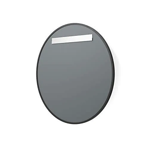 Better Bevel 30” x 30” Black Rubber Framed Mirror | Round Bathroom Wall Mirror