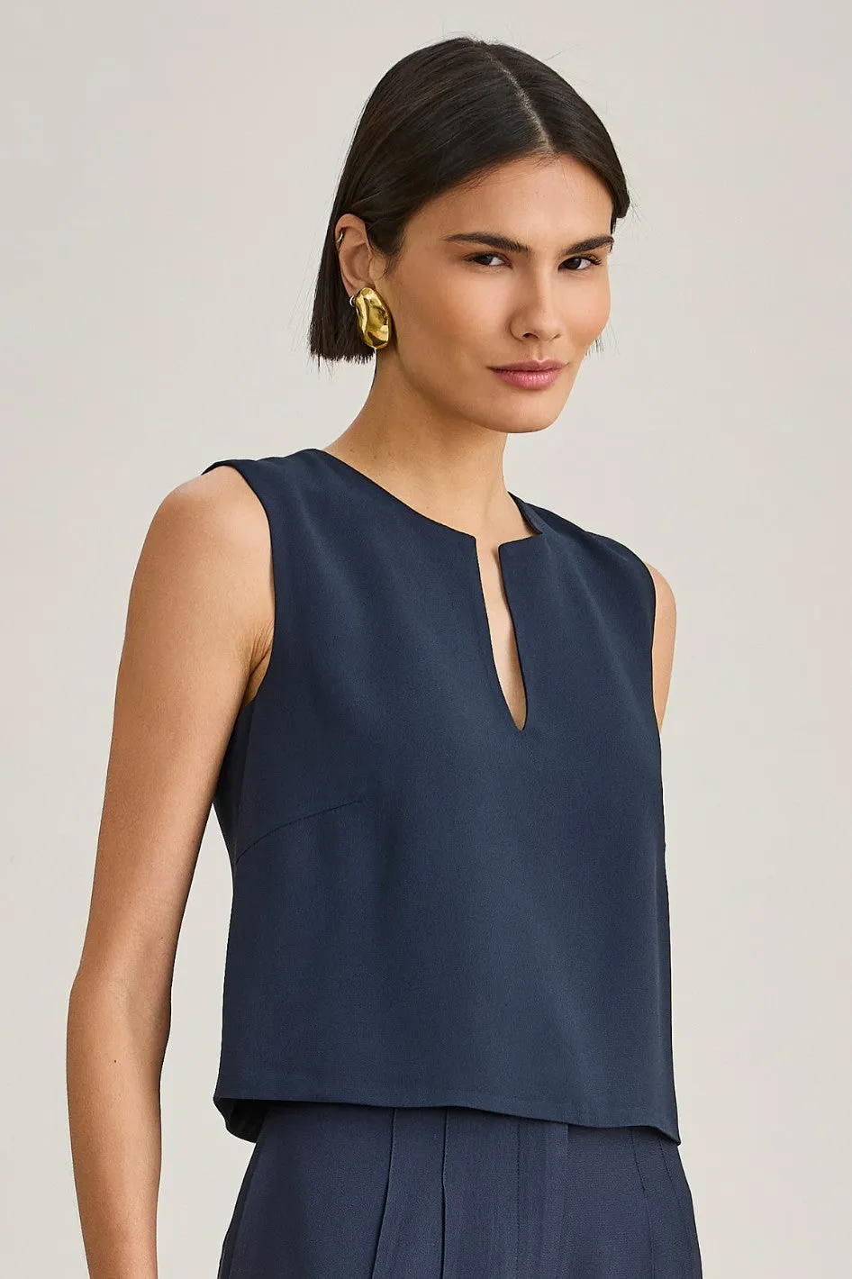 Blusa de Alfaiataria Azul Marinho Alana