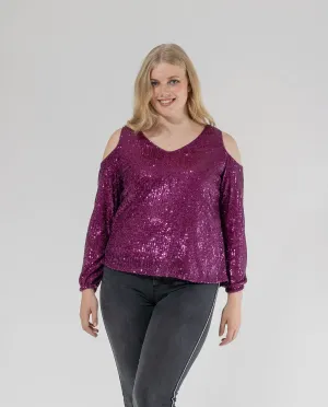 BLUSA DE LENTEJUELAS MAGENTA