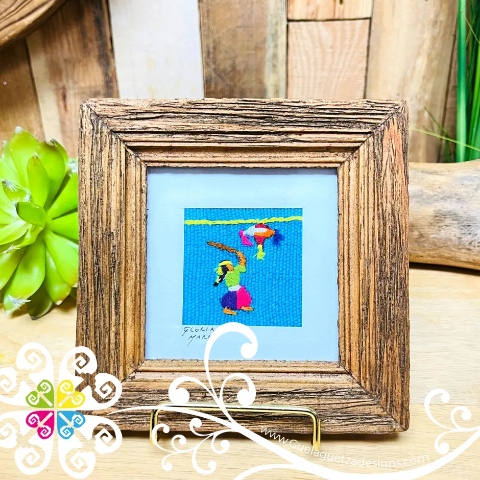 Brown Culturas Bordadas - Embroidered Wood Frame