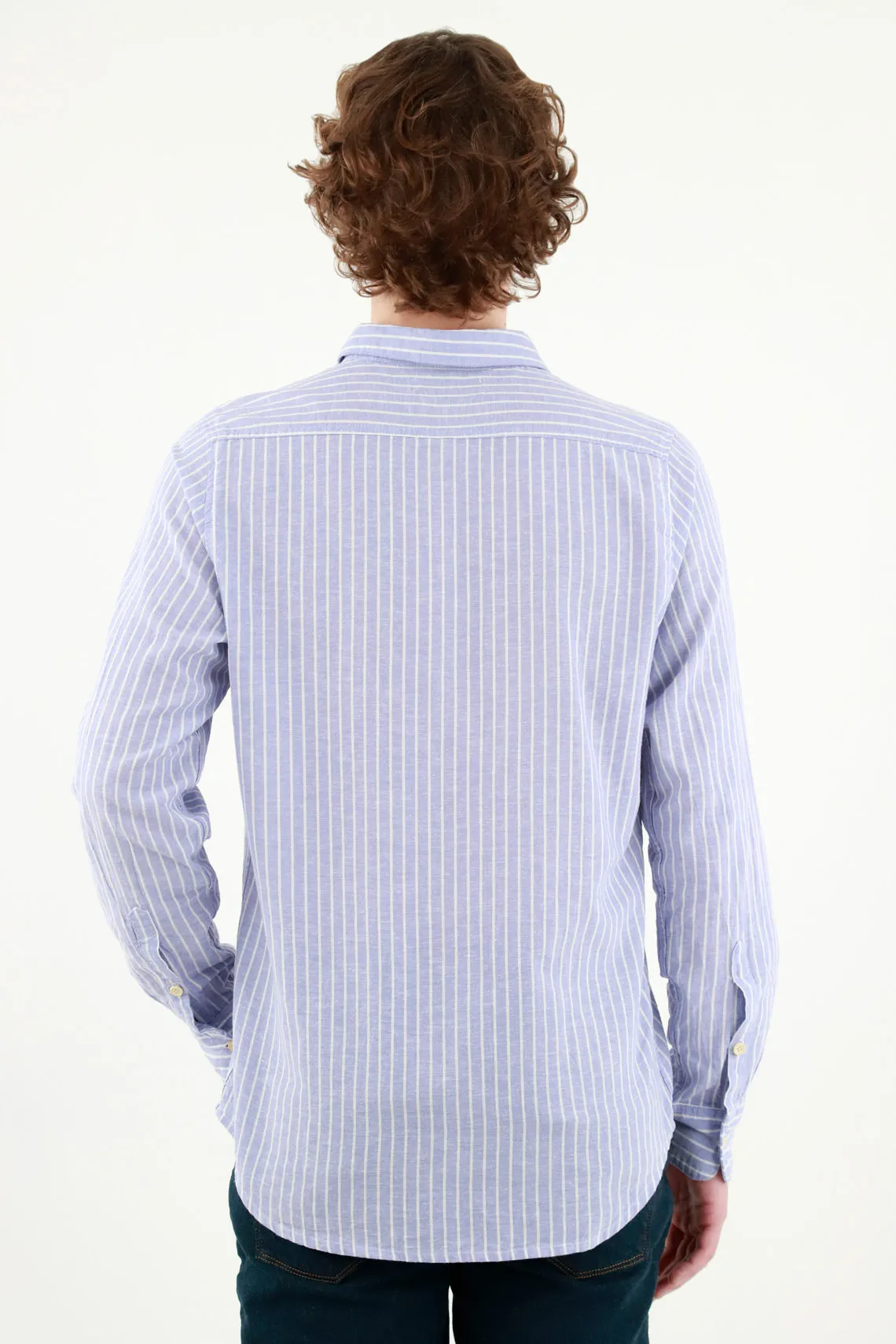 Camisa cuello francés azul para hombre