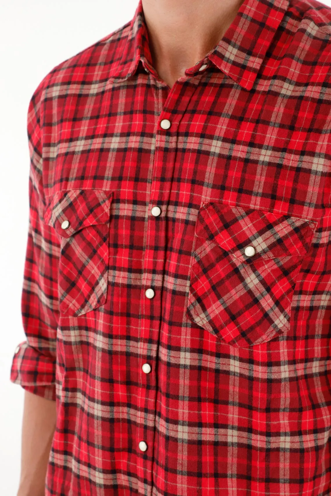 Camisa tipo leñadora roja para hombre