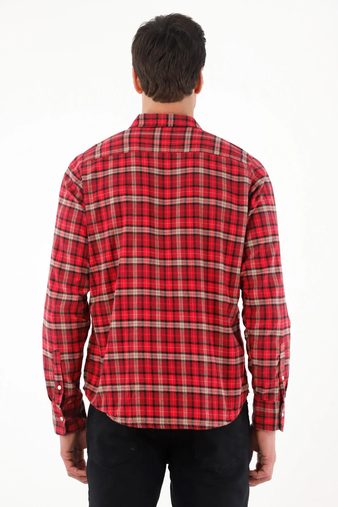 Camisa tipo leñadora roja para hombre