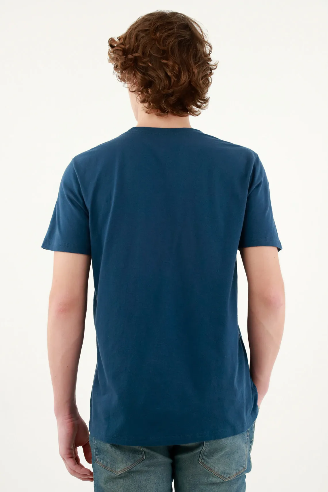 Camiseta azul con mini detalle para hombre