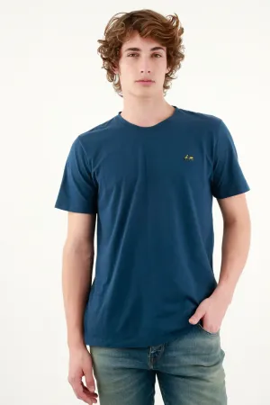 Camiseta azul con mini detalle para hombre