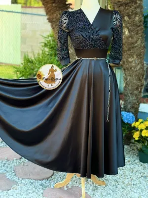 Charlotte Black Elegant Satin Dress