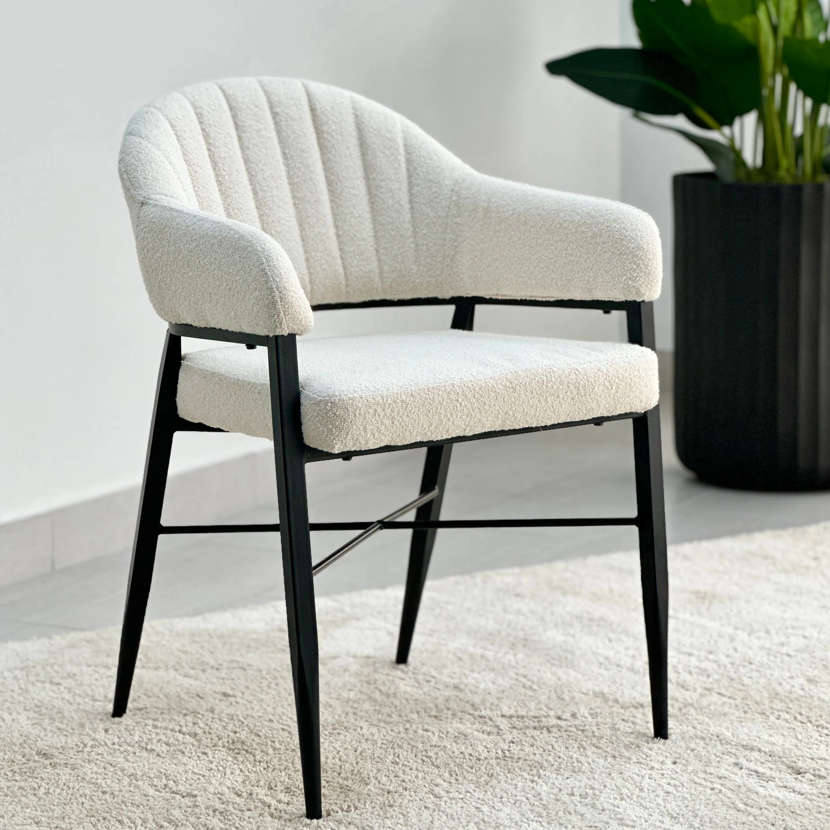 Coquette Boucle Bone White Arm Chair