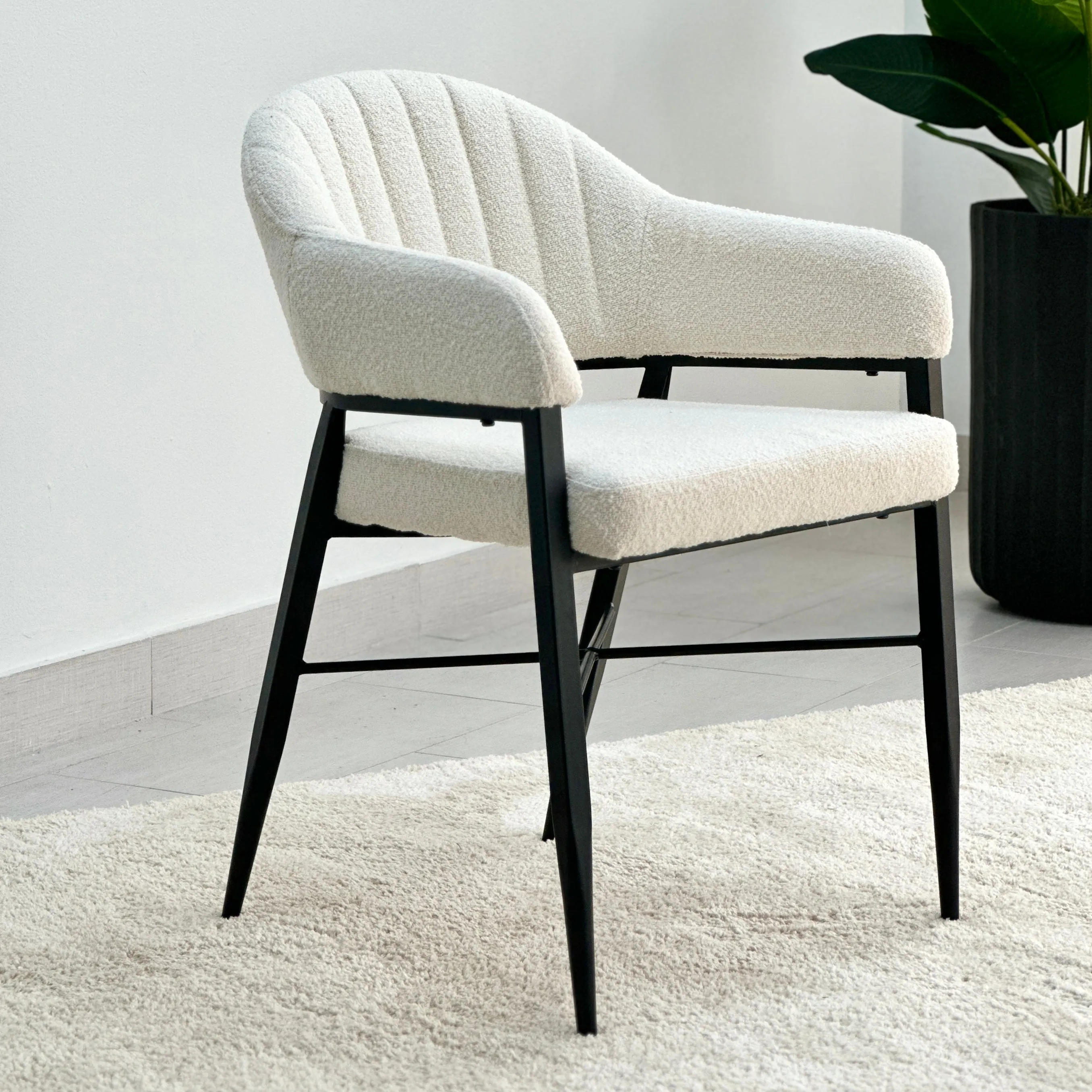 Coquette Boucle Bone White Arm Chair