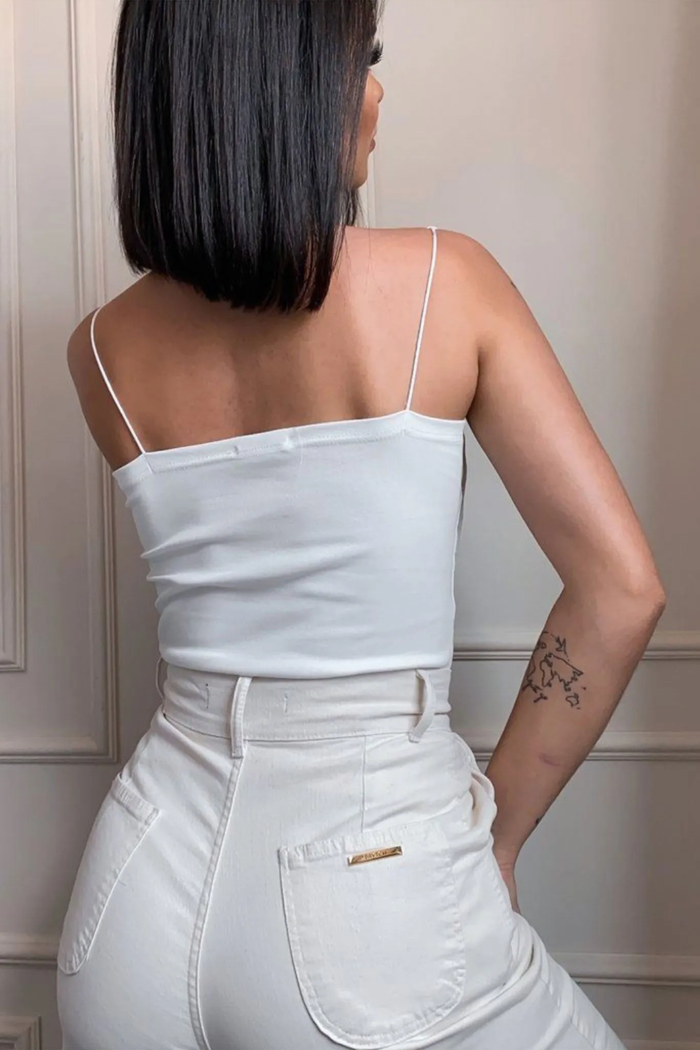 Cropped Alça Fina Branco