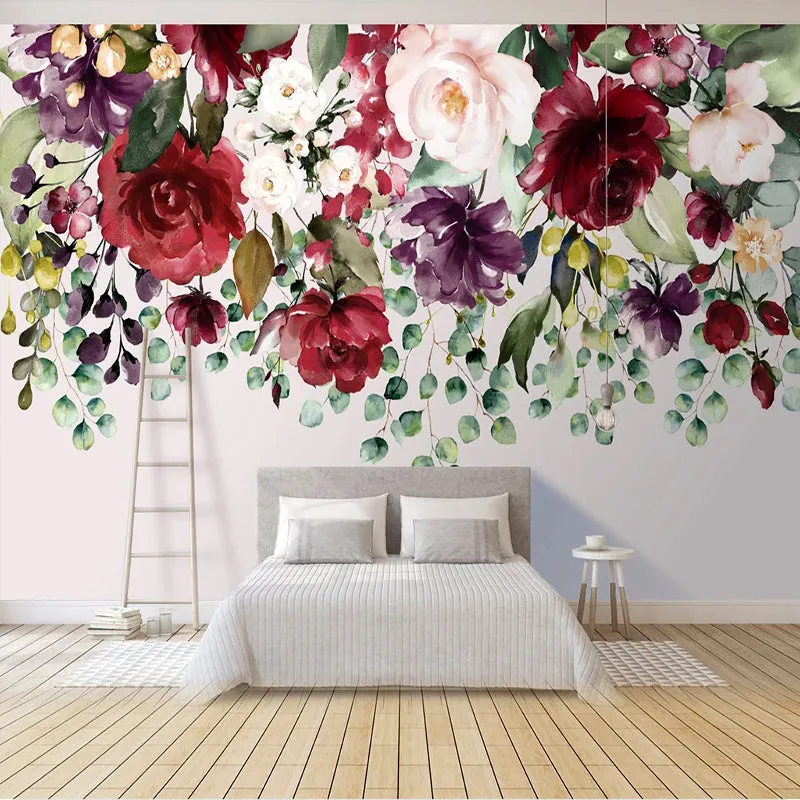 Custom Floral Wallpaper Mural Romantic Flowers (㎡)