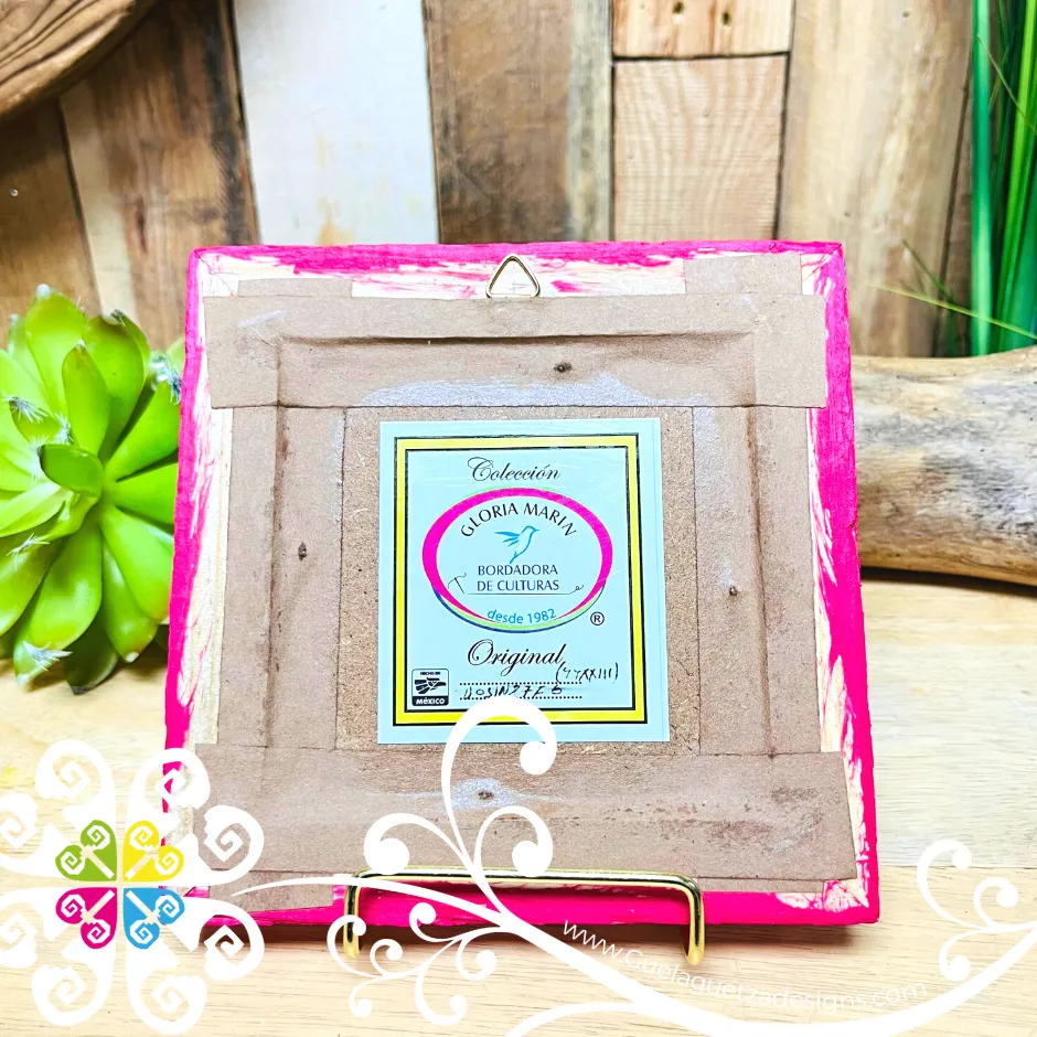 Fuchsia Culturas Bordadas - Embroidered Wood Frame