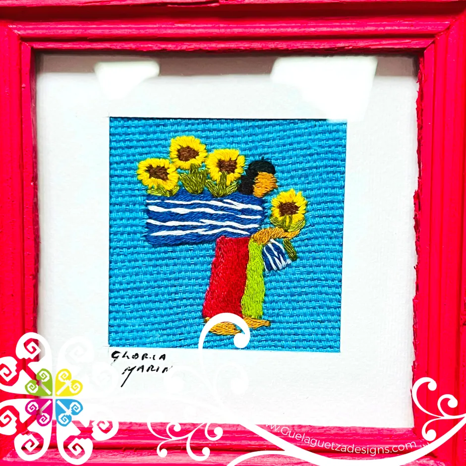 Fuchsia Culturas Bordadas - Embroidered Wood Frame