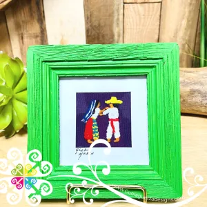 Green Culturas Bordadas - Embroidered Wood Frame