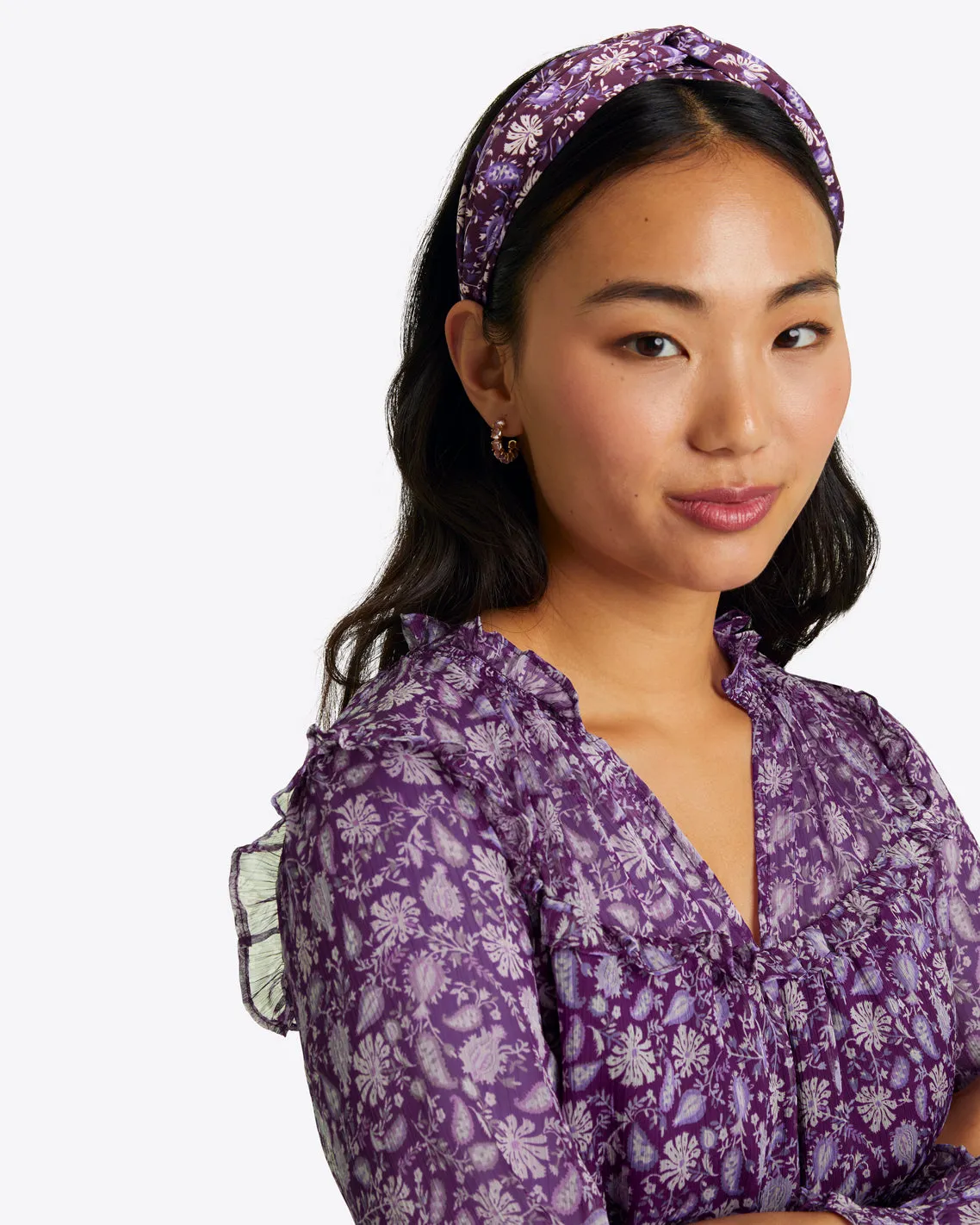 Gretchen Top in Violet Paisley