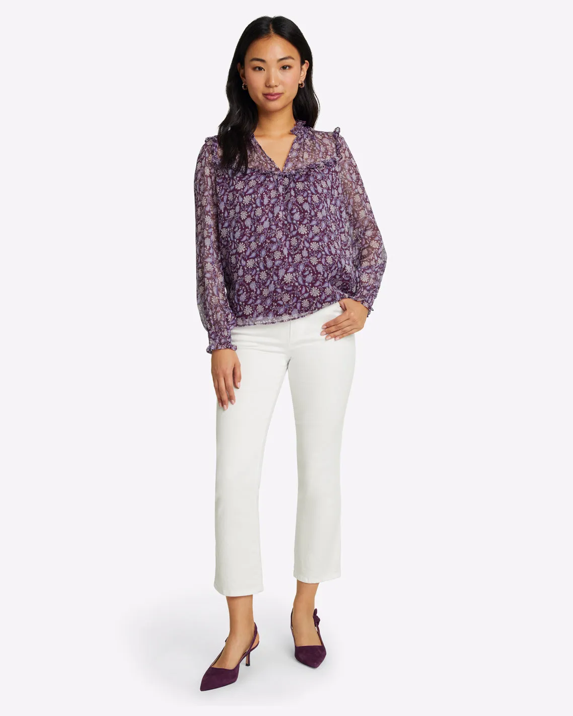 Gretchen Top in Violet Paisley