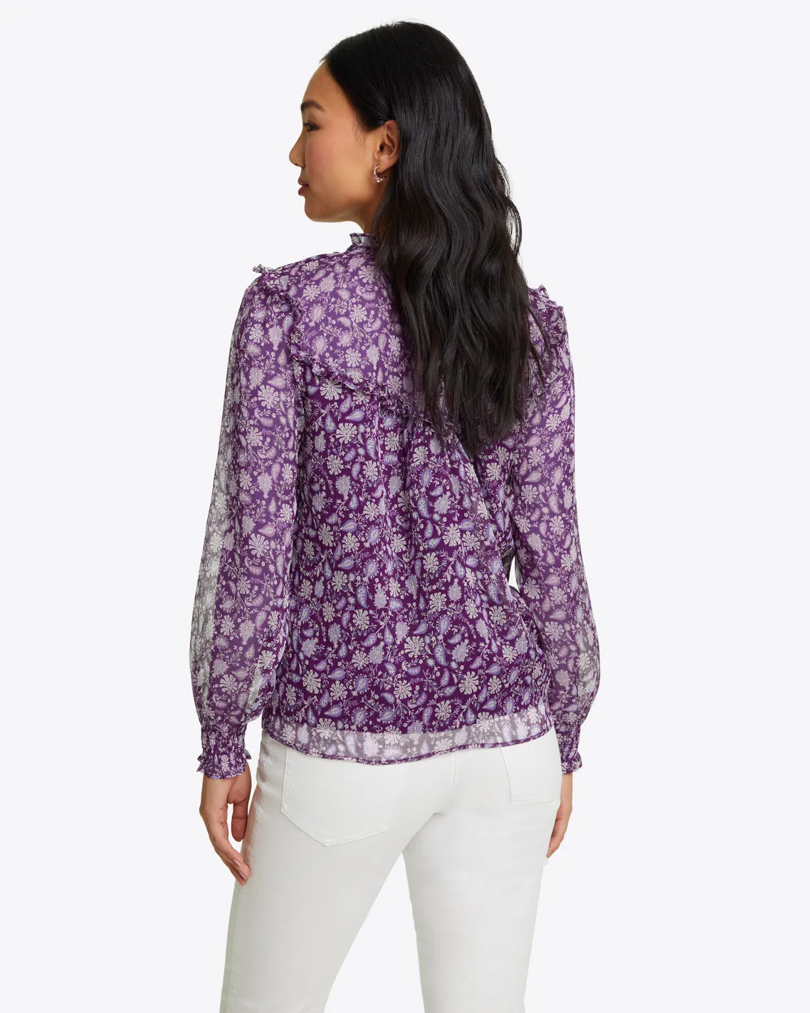 Gretchen Top in Violet Paisley