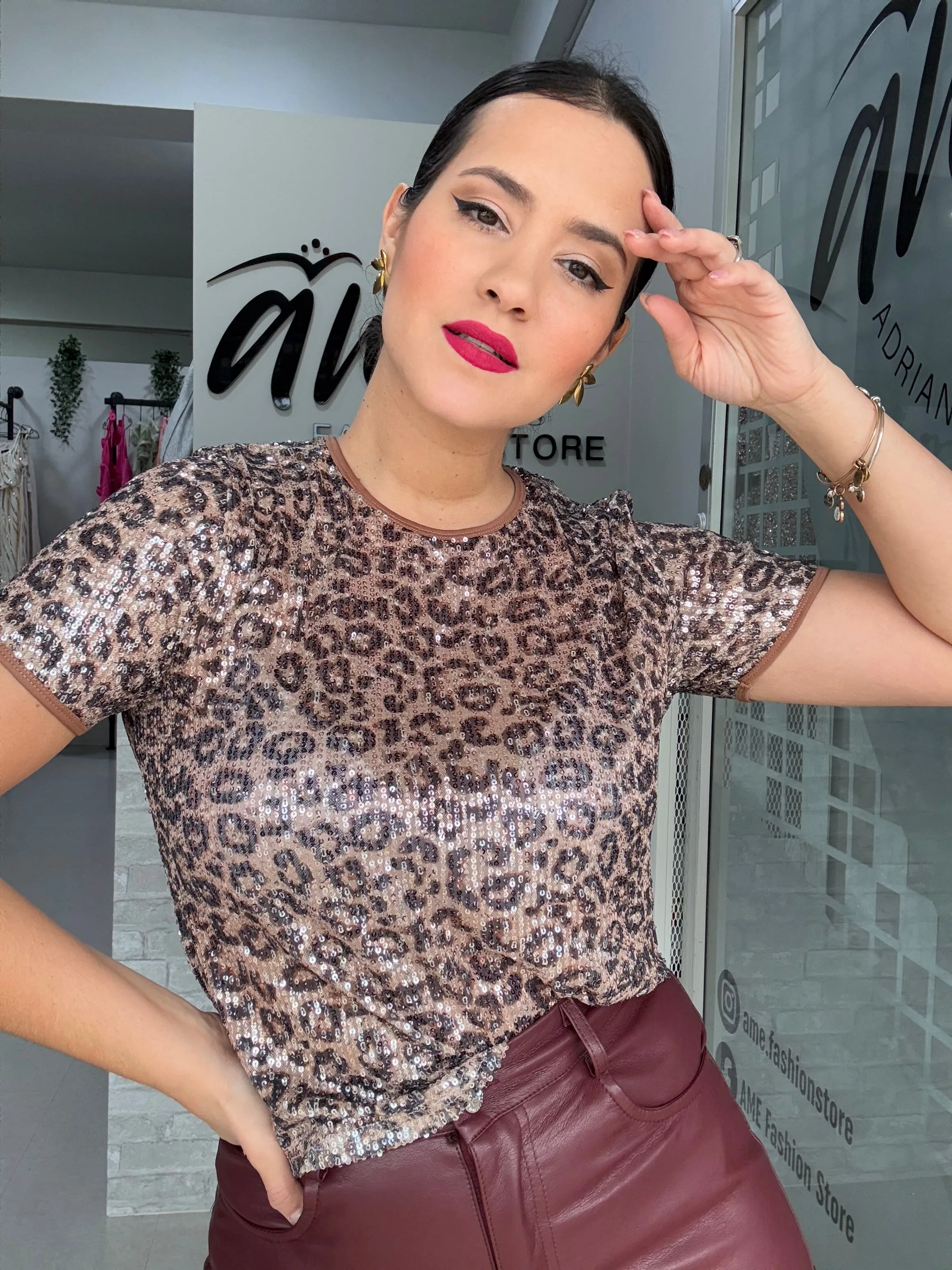 Leopard Sequin Top