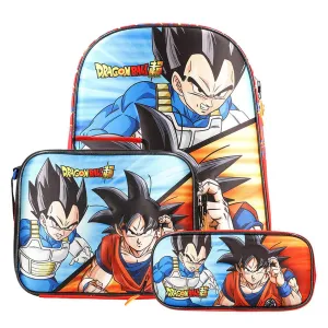 New Arrival Kee Pack Set Mochila, Lonchera Y Lapicera Azul Y Naranja Vegeta Y Goku Dragon Ball