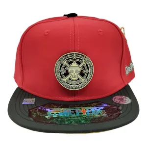 New Arrival Kndit Caps Gorra Roja Con Negro Placa Bronce Marco Anclas 1 One Piece