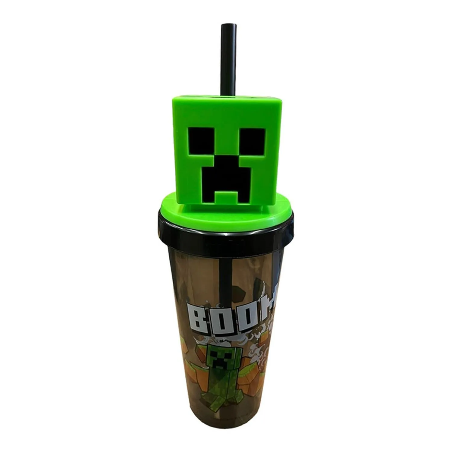 New Arrival Siglo 21 Vaso Transparente Negro Con Popote Creeper Boom Minecraft