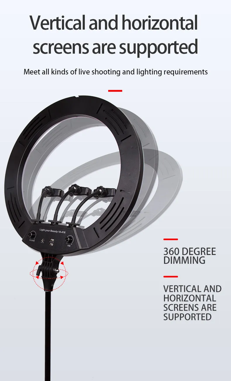 Ring Lights 18'' Inch 55watt Stepless Adjustment CCT 2700-6500K Remote Control & Touch  #1074