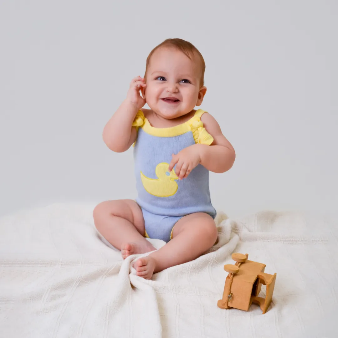 Romper Tricot  Patinho - Unissex, Bebê e Infantil