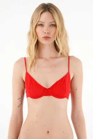 Top rojo con varilla semitransparente para mujer