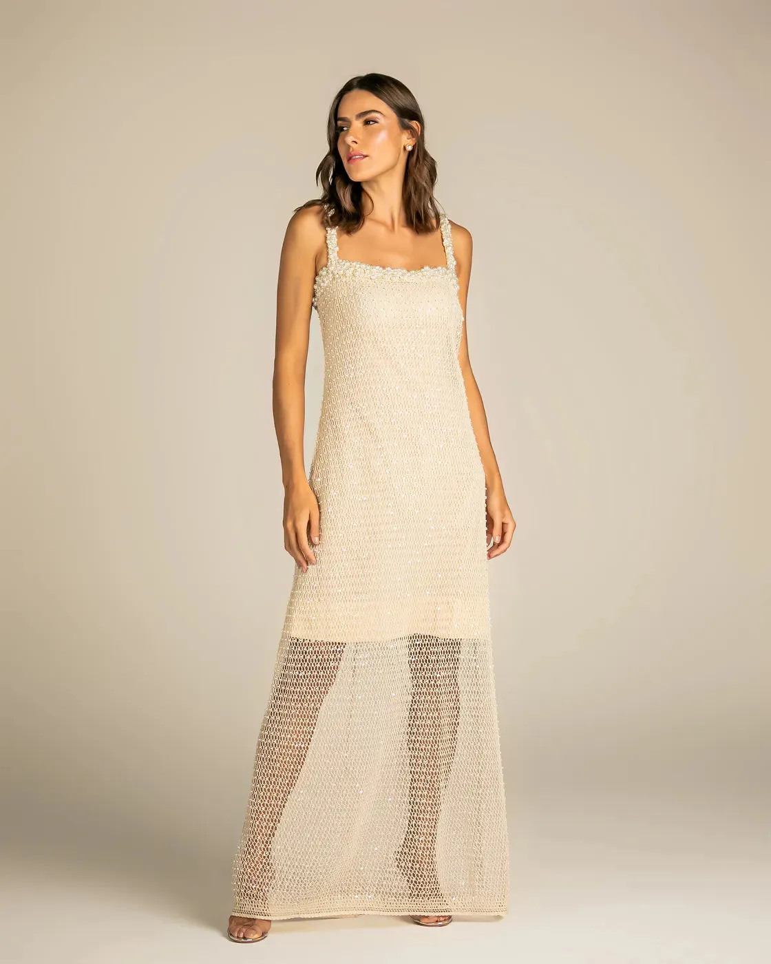 Vestido Anne Fernandes Soraya Longo Crochet Perola