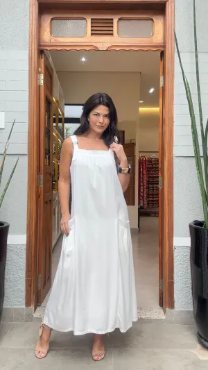 Vestido Viscose com Fivela Off White